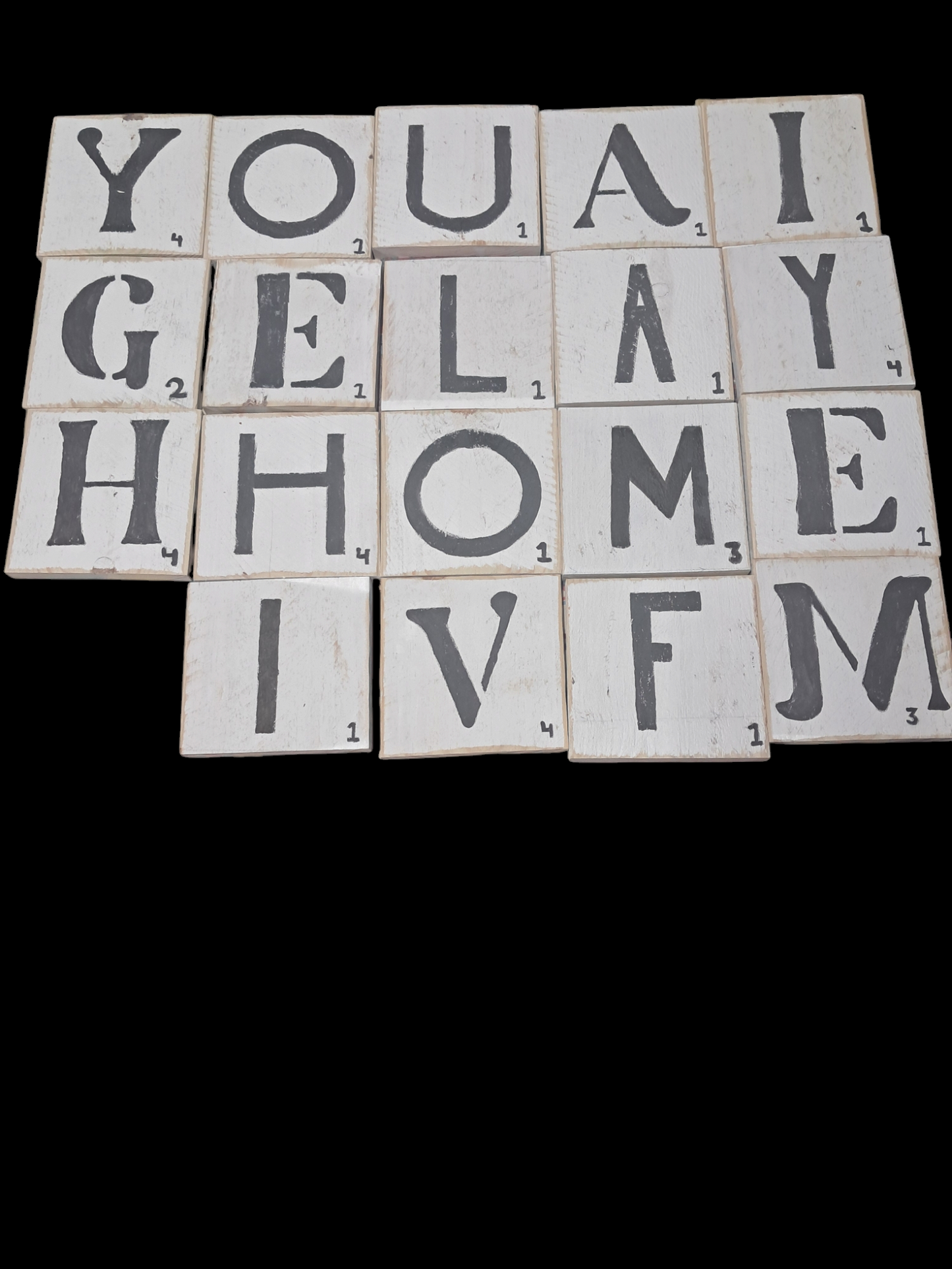 5" Distressed Scrabble tiles home decor