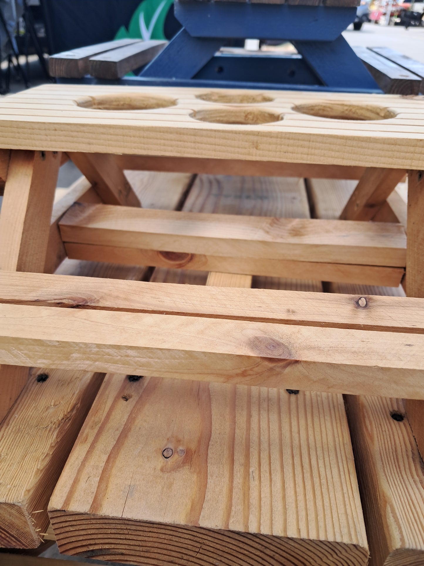 Miniature picnic table condiment holder