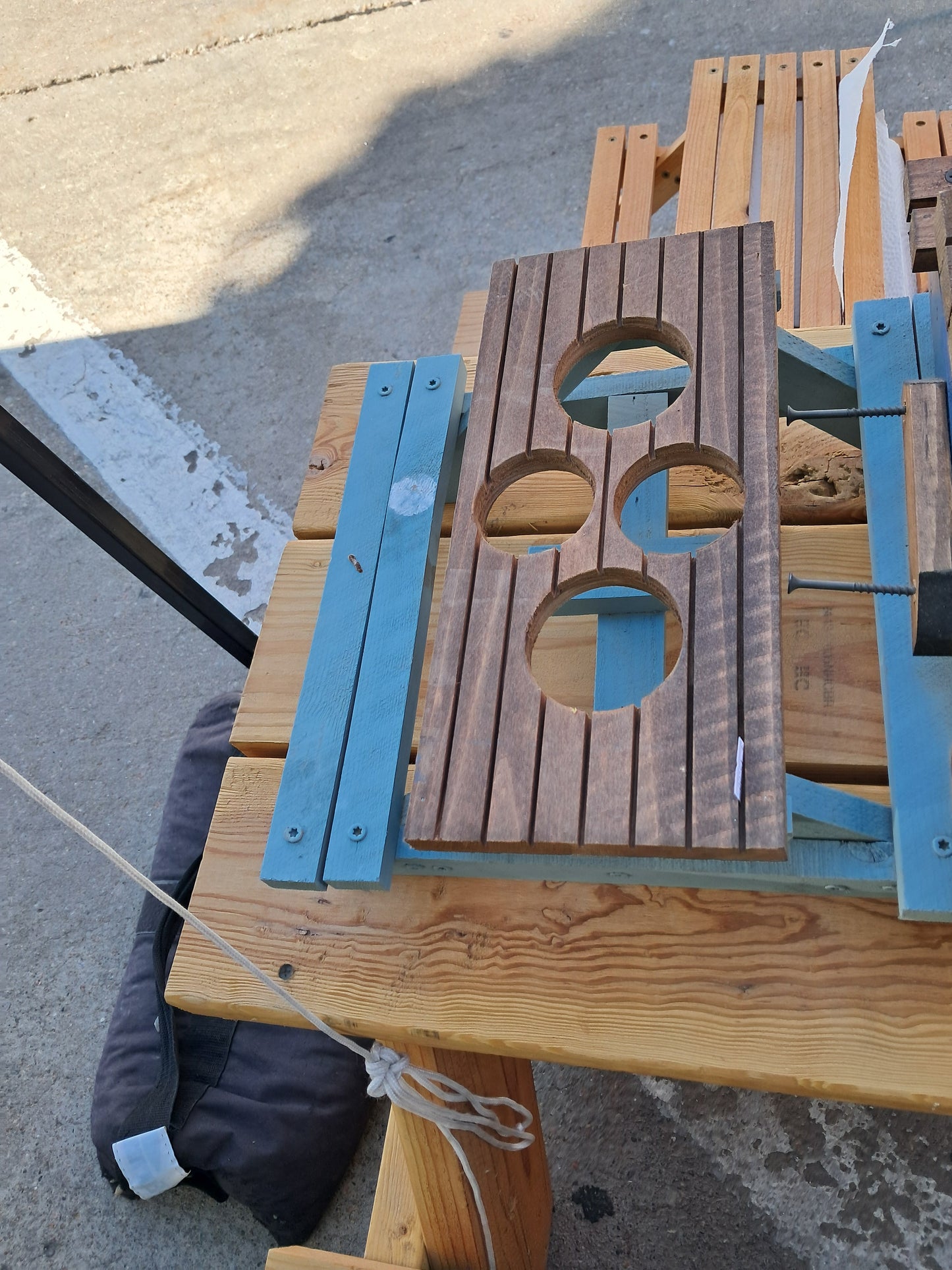 Miniature picnic table condiment holder