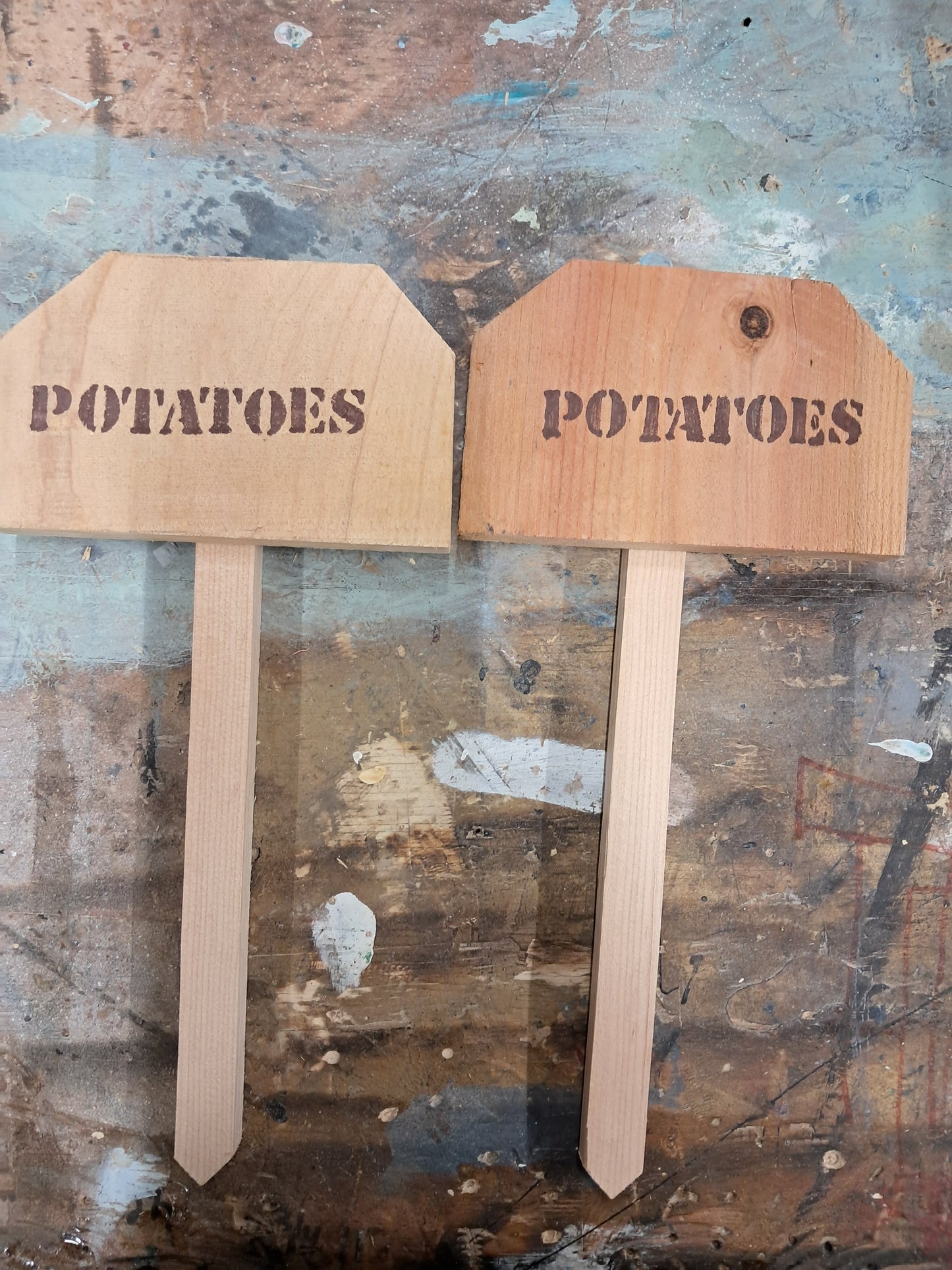 Cedar Garden sign fruit vegetable melon markers