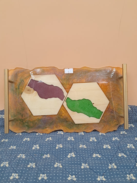 Small Total Epoxy Resin Rivet Themed Serving Tray