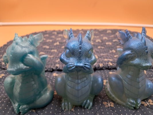 Hear no see no speak no evil Epoxy Resin Dragon set of 3