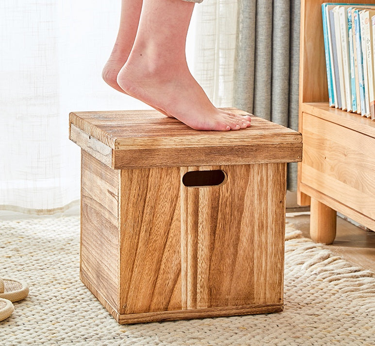 Door Change Shoes All Solid Wood Living Room Low Storage Stool