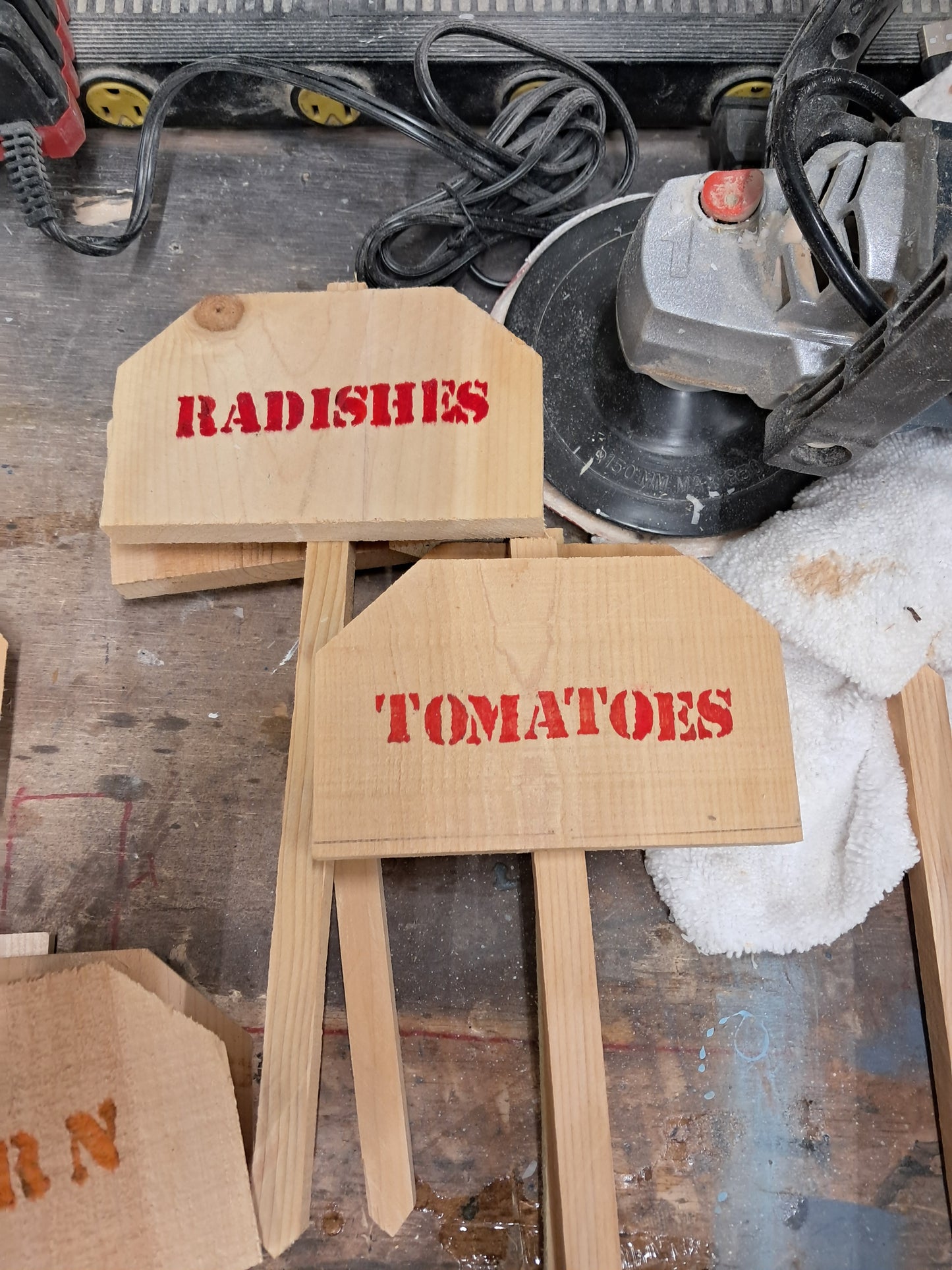 Cedar Garden sign fruit vegetable melon markers
