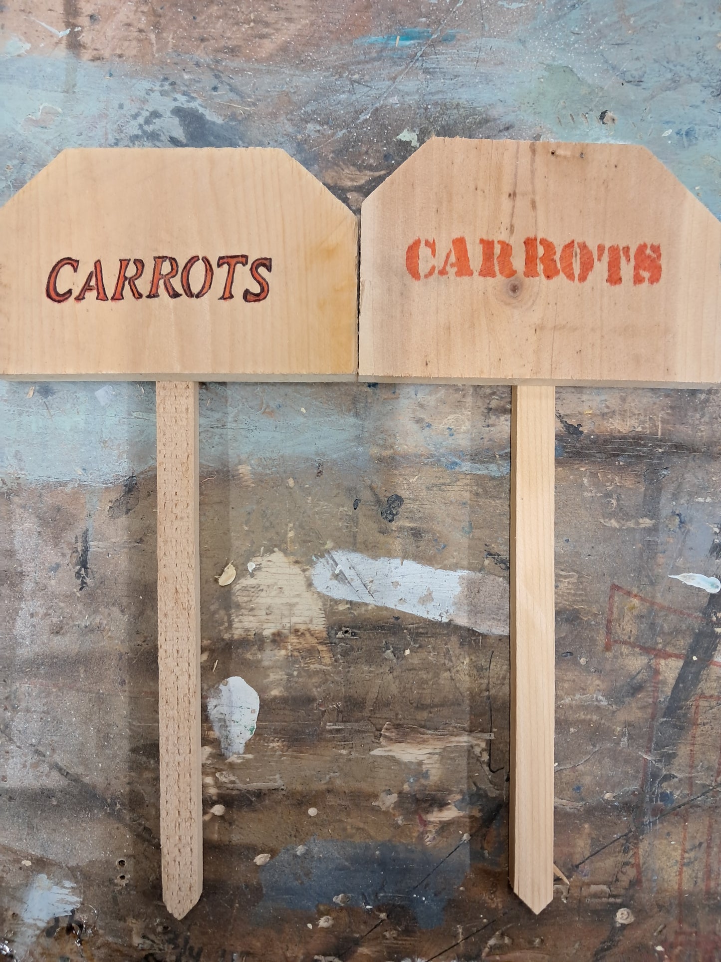 Cedar Garden sign fruit vegetable melon markers