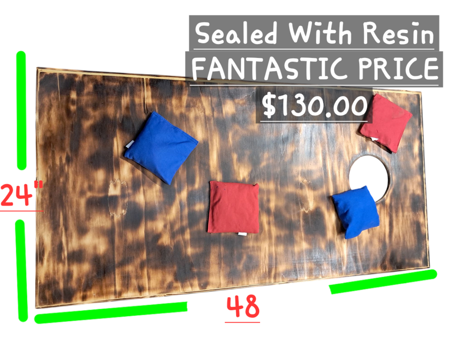 Custom Solid Wood cornhole game with bean bags