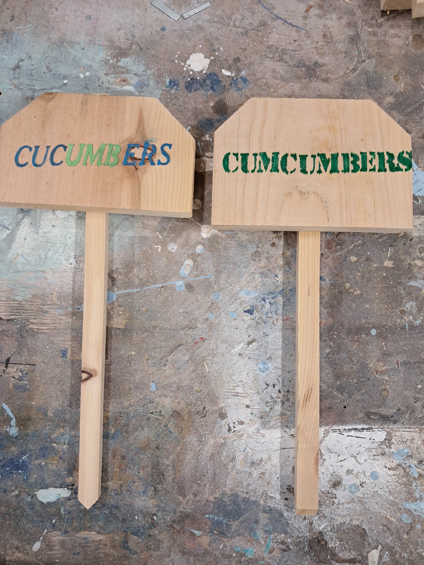 Cedar Garden sign fruit vegetable melon markers
