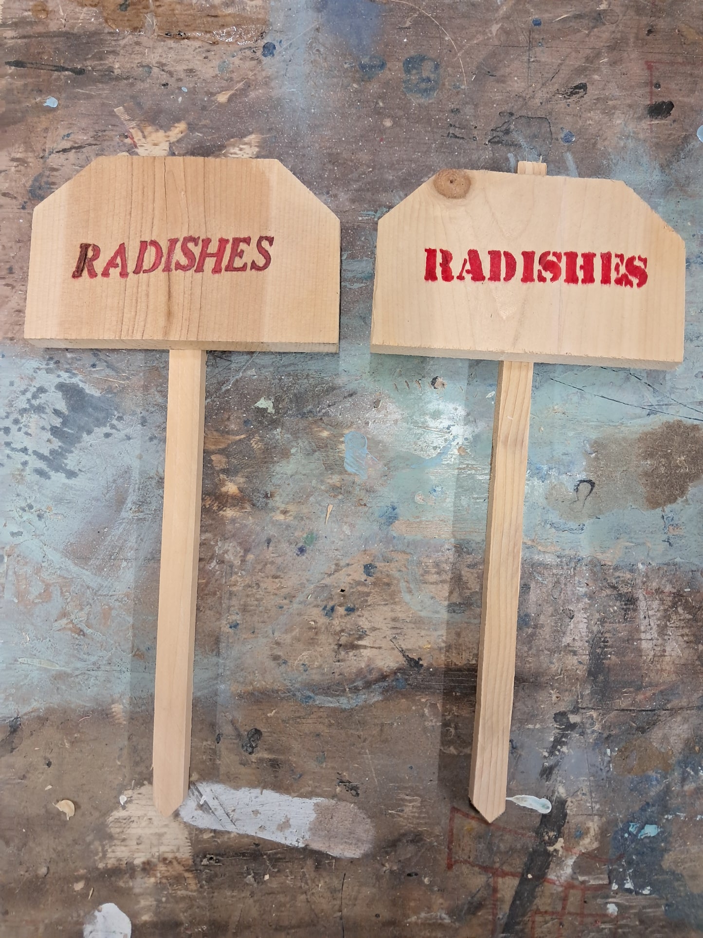 Cedar Garden sign fruit vegetable melon markers