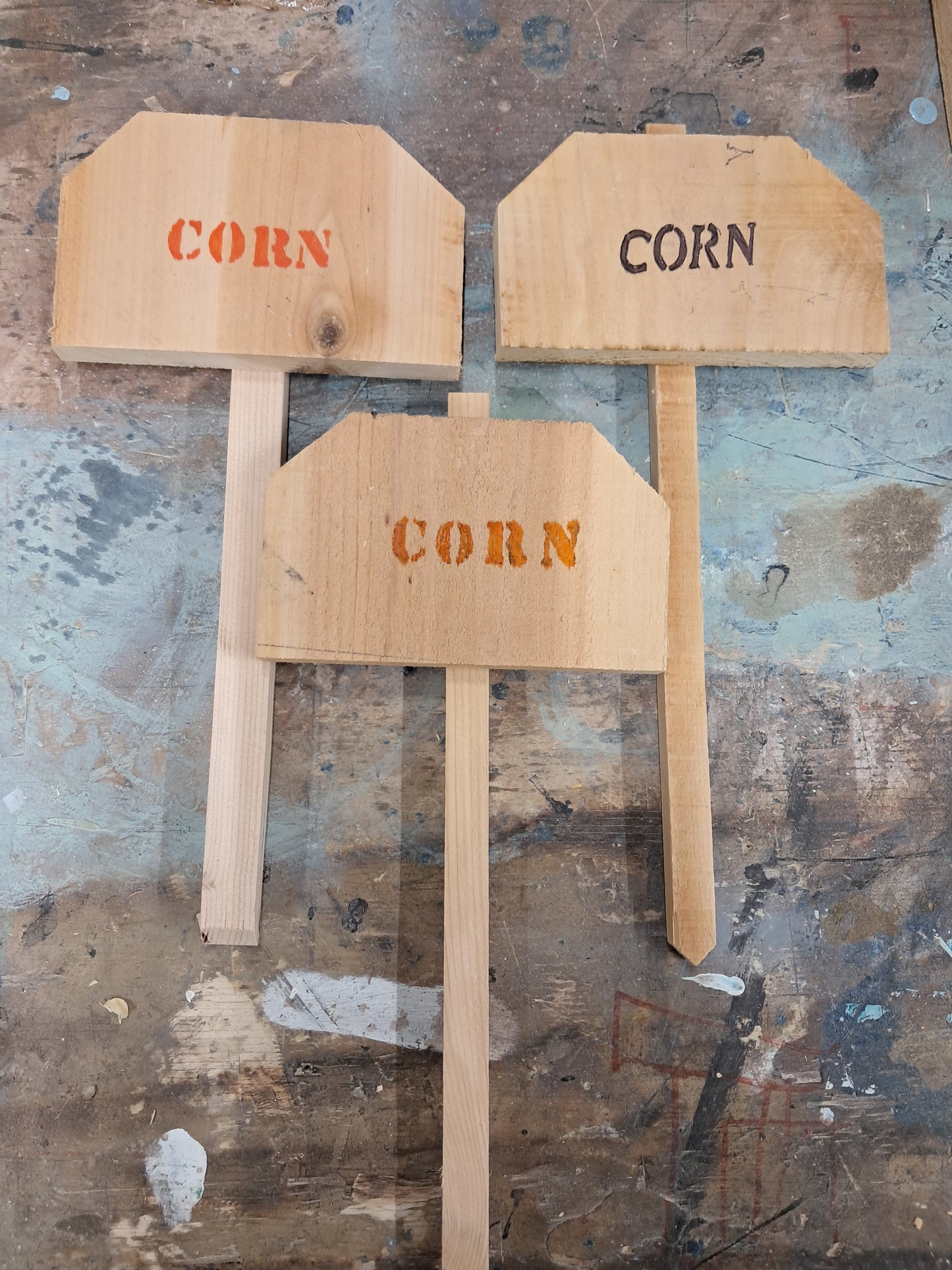 Cedar Garden sign fruit vegetable melon markers