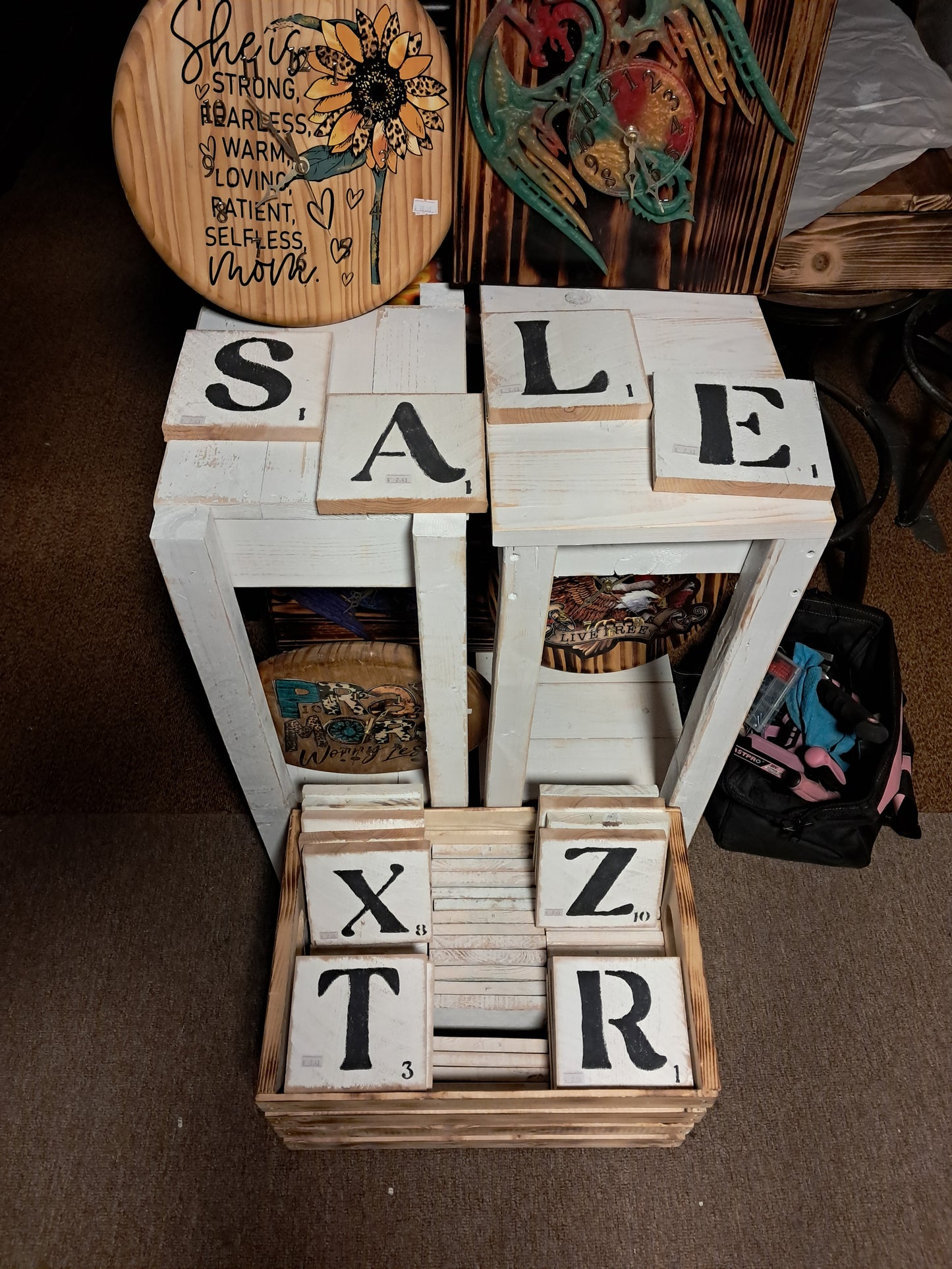 5" Distressed Scrabble tiles home decor