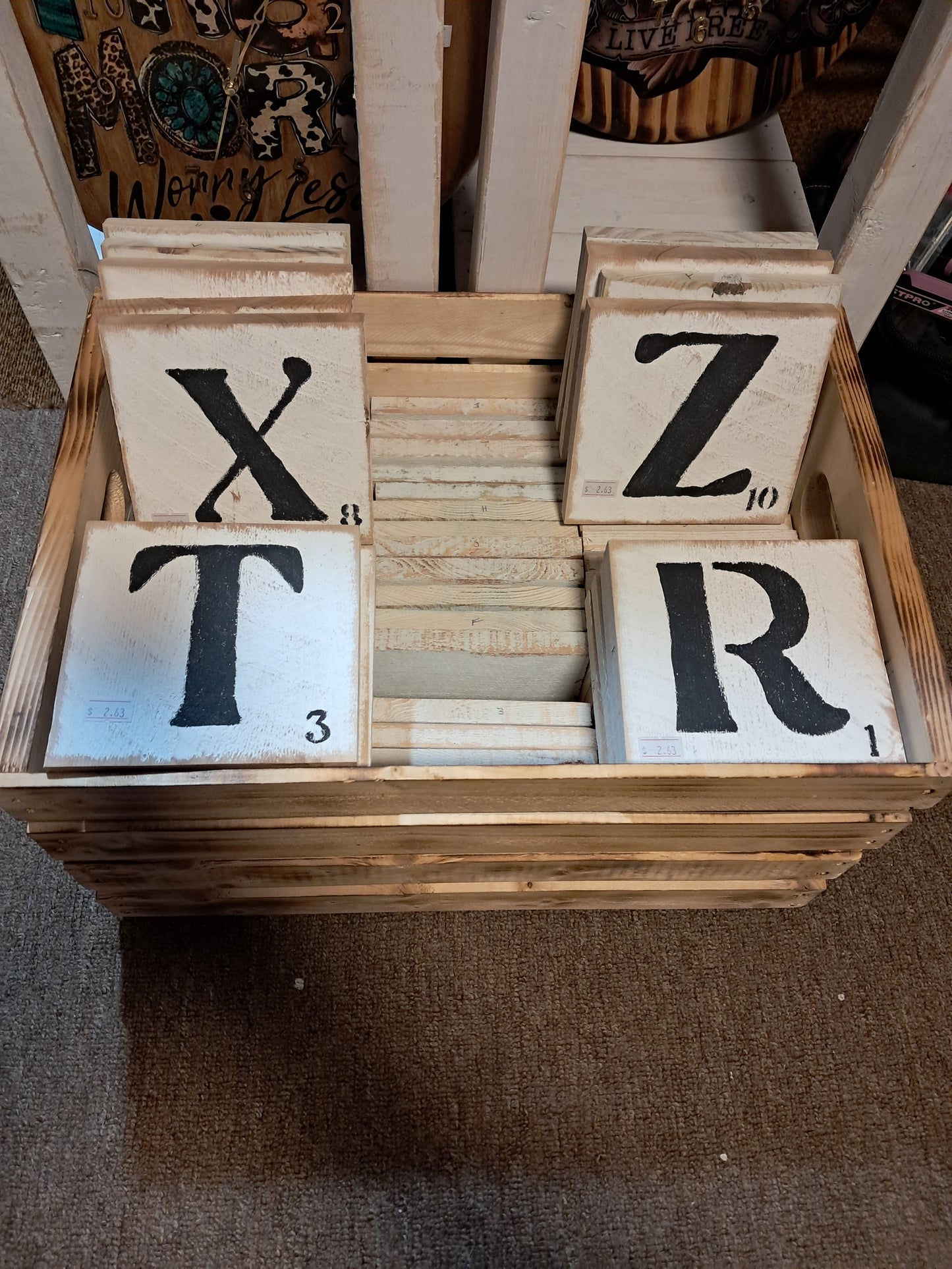 5" Distressed Scrabble tiles home decor
