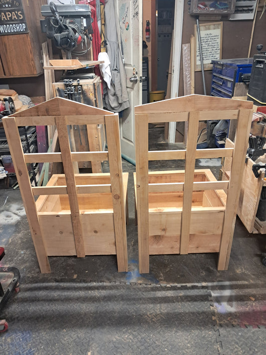20x20x11 1/4 with 32" Trellis Cedar Planters 60.00 rach or 2 for 100.00