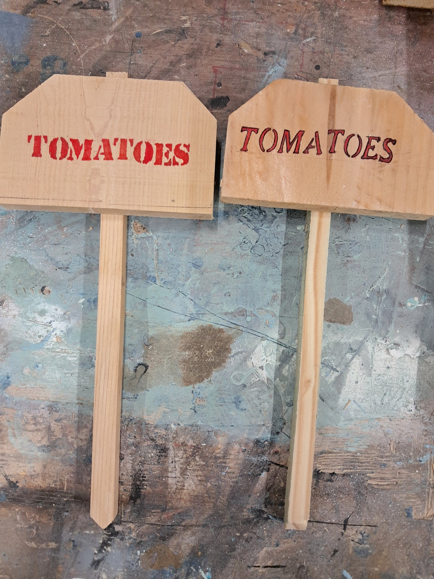 Cedar Garden sign fruit vegetable melon markers