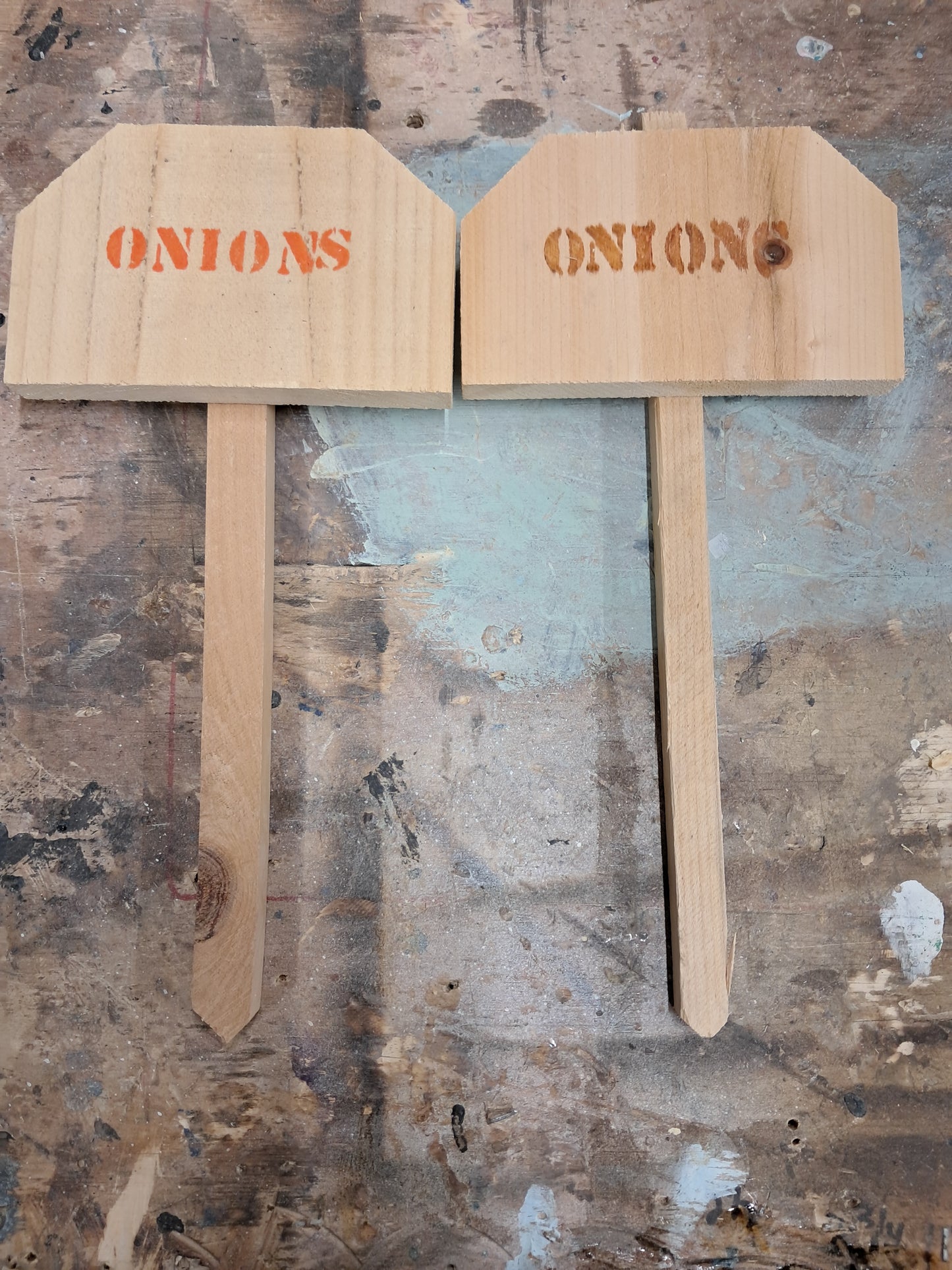 Cedar Garden sign fruit vegetable melon markers